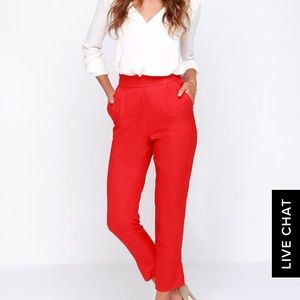 Lulus Red High Waisted Trouser Size Medium